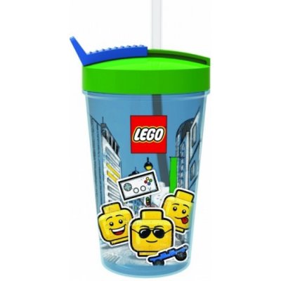 LEGO ICONIC Boy kelímek s brčkem modrá/zelená 500 ml