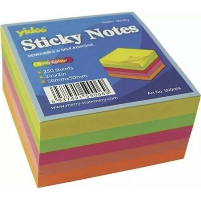 YIDOO Samolepící bloček neon 50x50mm, mix barev 250 listů – Hledejceny.cz