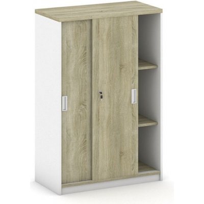 Mirelli, Skříň zasouvací 800 x 400 x 1200 mm, bílá/dub sonoma – Zboží Dáma