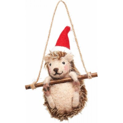 sass & belle Plstěná vánoční ozdoba Hedgehog On Swing béžová barva hnědá  barva textil od 479 Kč - Heureka.cz