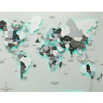 Mapa světa s RGB LED podsvícením 3D BÍLO-ŠEDÁ - 150 cm x 90 cm – Zboží Mobilmania