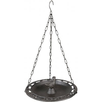 Clayre & Eef Hnědé závěsné litinové pítko/ krmítko pro ptáčky Ø 23 x 8 / 36 cm – Hledejceny.cz