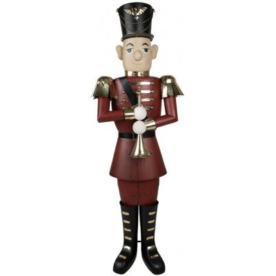 Clayre & Eef Červená kovová socha Louskáček s trubkou - 47*38*155cm – Hledejceny.cz