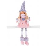 MagicHome Vánoční figurka Holčička s vysokým kloboukem látka růžovo-šedá 17x12x54 cm – Hledejceny.cz