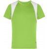 Dětské tričko James & Nicholson dětské sportovní tričko s krátkým rukávem JN397k Limetkově zelená bílá