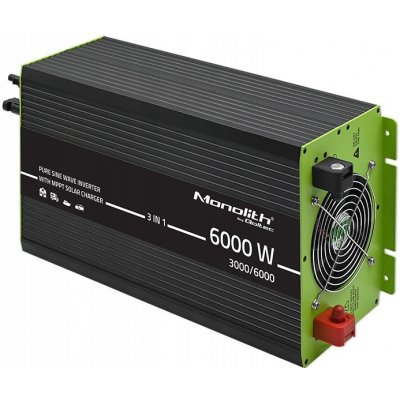 Qoltec 51915 Solární měnič napětí Qoltec Monolith 3v1 s funkcí AC nabíjení | MPPT | UPS | ATS | 3000W | 6000W | 12V až 230V | Čistý sinus – Sleviste.cz