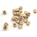 Dřevěný korálek ve tvaru kostičky - přírodní - obsah balení 25 ks – Zboží Dáma