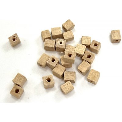 Dřevěný korálek ve tvaru kostičky - přírodní - obsah balení 25 ks – Zboží Dáma