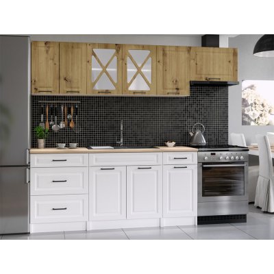 FRONTI Kuchyňská linka MARGID 240cm Dub artisan/Bílá – Zboží Dáma