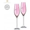 Sklenice Crystalex Bohemia Glass Sklenice flétny na sekt růžové se Swarovski Elements Pink 210 ml