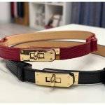 BS Krásný kožený pásek se zlatým zapínáním černá – Sleviste.cz