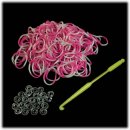 Loom bands Gumičky pro pletení náramků 200 ks růžová + bílá