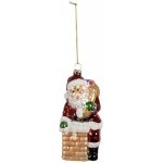 Clayre & Eef Vánoční skleněná ozdoba Santa u komína 6*6*12 cm – Hledejceny.cz