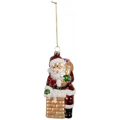 Clayre & Eef Vánoční skleněná ozdoba Santa u komína 6*6*12 cm – Hledejceny.cz