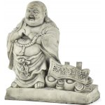 Zahradní betonová dekorace - Buddha Hotei s ingoty a mincemi štěstí