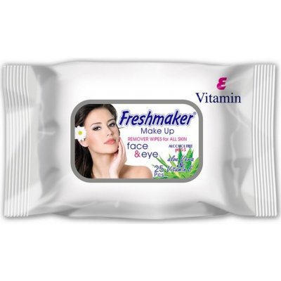 Freshmaker Make Up Aloe Vera & Vitamin E odličovací vlhčené ubrousky na make-up 25 ks – Zbozi.Blesk.cz