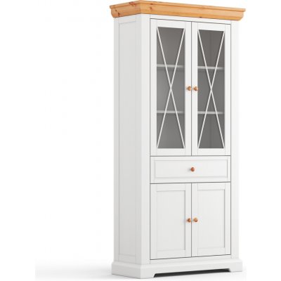Havlíček truhlářství Vitrína velká 2D sklo Marone Elite bílá přírodní borovice 95x200x41 cm – Hledejceny.cz