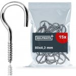 HELPMATE – Zahnuté šroubovací háky 80x4,2x24x20 mm – pozinkovaná ocel – 15 kusů – Háky pro montáž – Hledejceny.cz