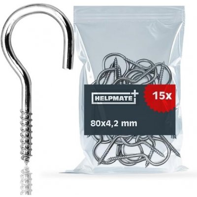 HELPMATE – Zahnuté šroubovací háky 80x4,2x24x20 mm – pozinkovaná ocel – 15 kusů – Háky pro montáž – Hledejceny.cz