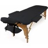 Masážní stůl a židle Wiltec 2-zónové masážní lehátko černé skládací s područkami výškově nastavitelné kosmetické lehátko