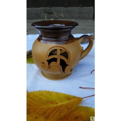 Keramikaportal aroma lampa kulatá velká s okýnkem písková 13 x 9 cm s hlubokou mističkou – Zboží Mobilmania