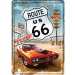 Postershop Plechová pohlednice - Route 66 (Red car) – Zboží Mobilmania