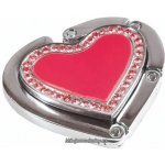 háček na tašku ve tvaru červeného srdce s kamínky