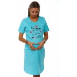 Tyrkysová puntíkatá kojící a těhotenská košilka na knoflíky let me kepp sleeping 1C3246 modrá – Zboží Mobilmania