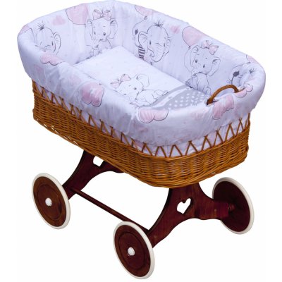 Scarlett Proutěný košík na miminko Gusto růžová – Zboží Mobilmania