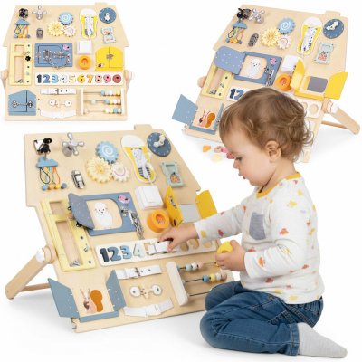 ECOTOYS Velká dřevěná montesori senzorická tabule pro děti vzdělávací panel XL – Zboží Mobilmania