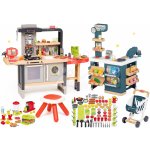 Smoby Chef Corner Restaurant set restaurace s elektronickou kuchyňkou s vaflovačem a supermarket a potraviny s nádobím 100 druhů – Zbozi.Blesk.cz
