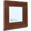 KNIPPING Plastové okno - 70 AD, 600x600 mm, OS, ořech Otevírání: levé (OSl), Sklo: čiré, Barva, imitace: ořech/bílá (jednostranně)