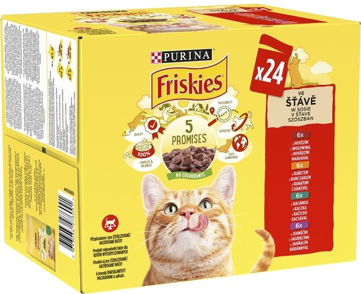 Friskies s kuřetem s hovězím s jehněčím a s kachnou ve šťávě 24 x 85 g