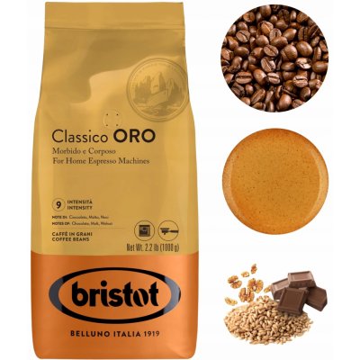 Bristot Káva míchaná Classico Oro zrnková 1 kg – Hledejceny.cz