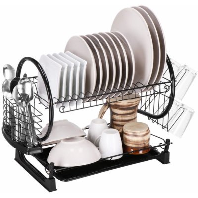 Odkapávač na nádobí 2 patra 52x24,5 cm SPRINGOS RINSERO černý – Zboží Dáma