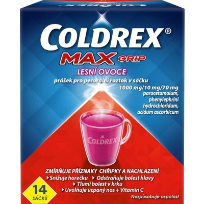 COLDREX MAXGRIP LESNÍ OVOCE POR 1000MG/10MG/70MG POR PLV SOL SCC 14 II – Hledejceny.cz