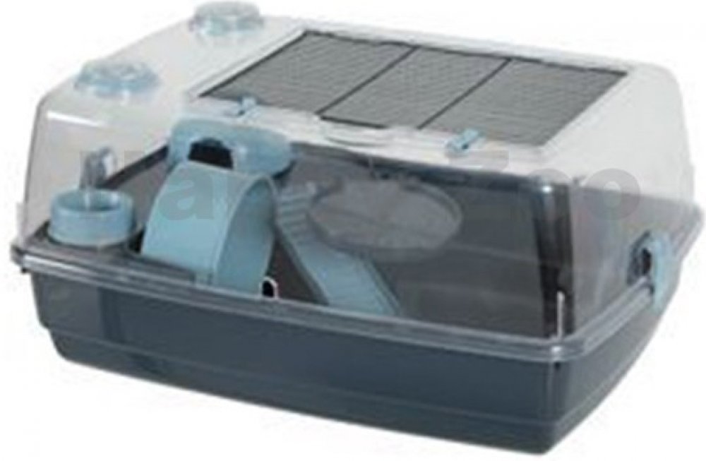 Zolux Plastový box pro hlodavce Indoor 2 Hamster 55 černý/modrý 28 x 38 x  56 cm | Srovnanicen.cz