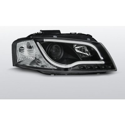 TUNING-TEC, Přední světla, AUDI A3 8P, 2003-2008, LED TUBE LIGHTS ČERNÁ – Zboží Mobilmania