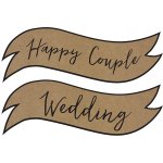 Papírová cedule Wedding a Happy Couple - rustikální svatební výzdoba a dekorace