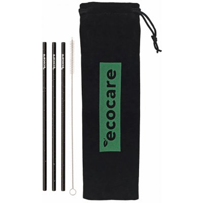 Ecocare Ekologická kovová brčka Černé se vzorem 3 ks – Sleviste.cz