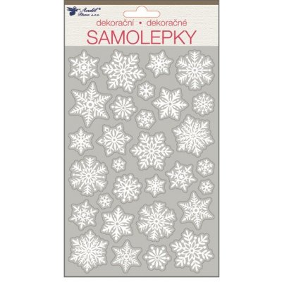 Samolepky bílé s glitry 25x14 cm vločky – Zboží Dáma