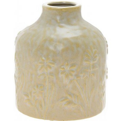 VÁZA MALÁ KRÉMOVÁ, VZOR TRÁVY KERAMIKA 18*18*20CM – Hledejceny.cz