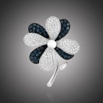 Éternelle luxusní brož se zirkony a perlou Lisa květina B2280-LXT0555A Stříbrná