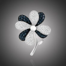 Éternelle luxusní brož se zirkony a perlou Lisa květina B2280-LXT0555A Stříbrná