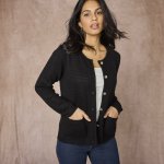 Propínací svetr z úpletu se vzorem černá – Sleviste.cz