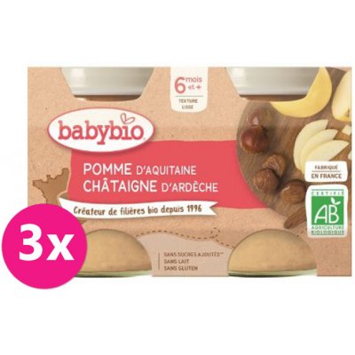 Babybio Jablko s kaštanovým pyré ovocný příkrm 2 x 130 g – Hledejceny.cz