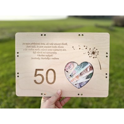 Dřevěná OBÁLKA na peníze - NAROZENINY Varianta: Malá – Zboží Dáma