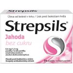 STREPSILS JAHODA BEZ CUKRU ORM 0,6MG/1,2MG PAS 24 – Hledejceny.cz