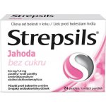 STREPSILS JAHODA BEZ CUKRU ORM 0,6MG/1,2MG PAS 24 – Hledejceny.cz