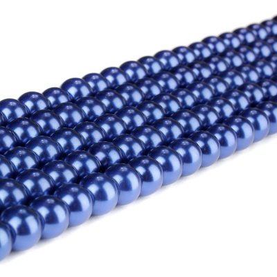 Voskované perly - královsky modré - Ø 8 mm - 10 ks – Zboží Dáma